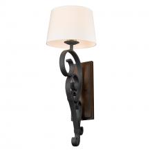  1821-WT1 BI-RO - Madera BI Large 1 Light Wall Sconce in Black Iron with Rustic Oak Shade